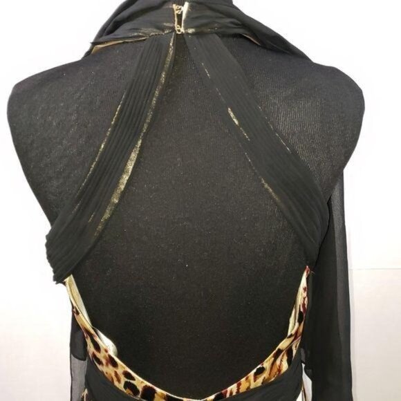 Bicici &‎ Coty Halter Gown Black Leopard Print Satin Pageant Prom Formal Size M - Picture 5 of 8